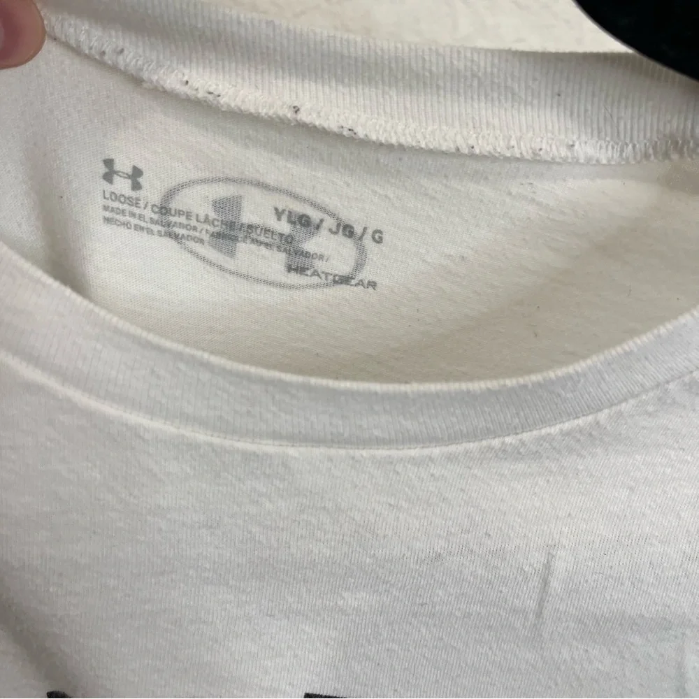 Under Armour Texas Graphic Logo Black White Short Sleeve Tee Shirt Boys Youth L